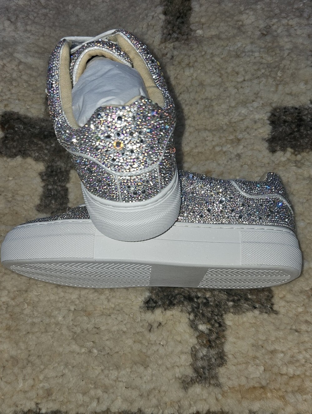 Betsey Johnson Silver Crystal Lace-Up Sneakers - Picture 10 of 12